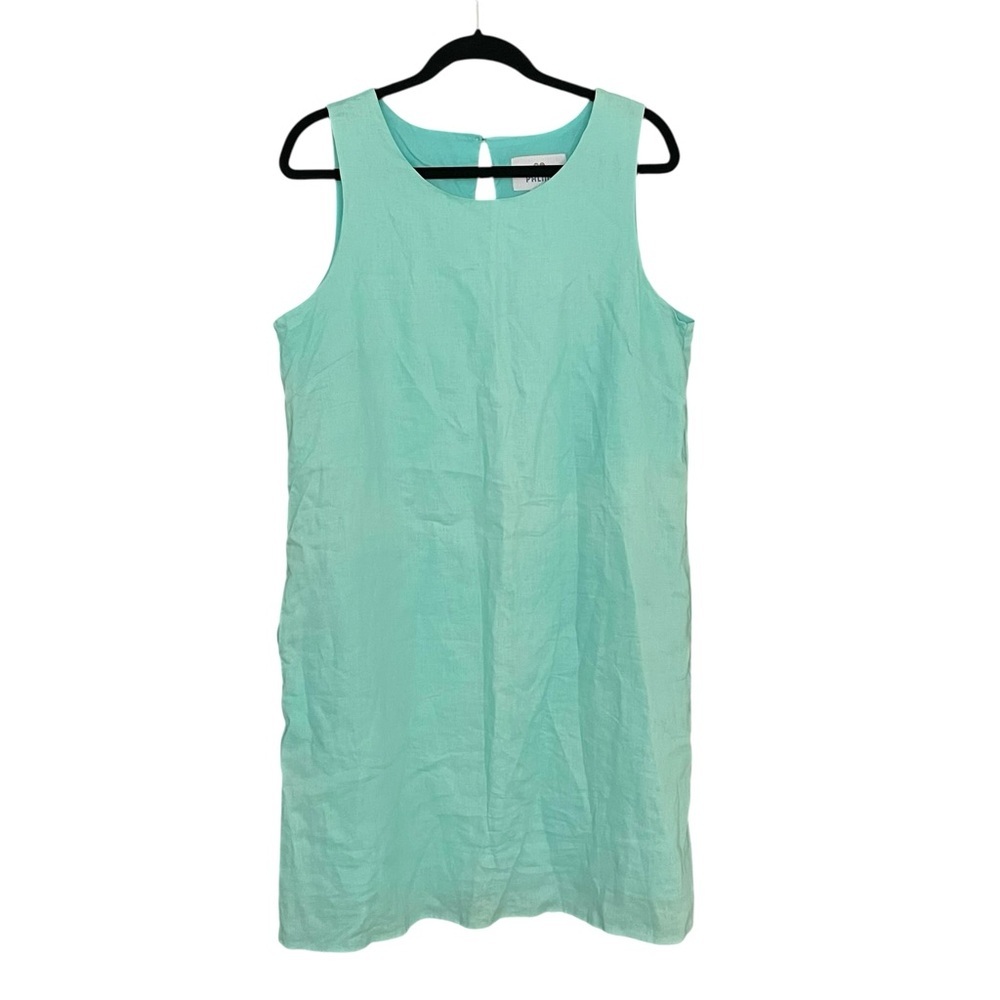 28 PALMS Linen Sleeveless Sheath Dress Green XL